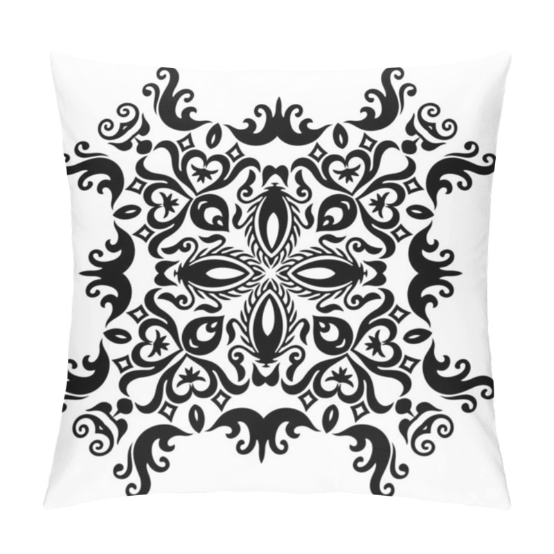 Personality  Vector Black Floral Ethnic Ornamental Illustration Pillow Covers