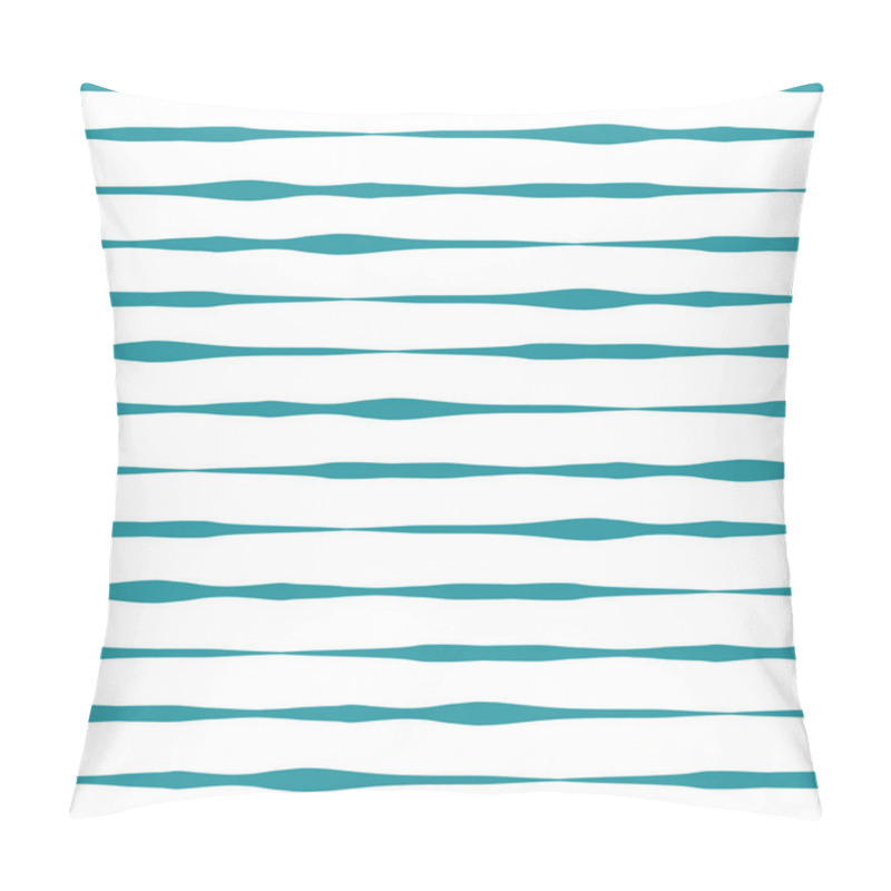 Personality  Horizontal Hand Drawn Lines Seamless Vector Background. Teal Hand Drawn Horizontal Strokes In Rows On White Background. Wavy Doodle Lines. Textured Backgound. Abstract Geometric Lines Background Pillow Covers