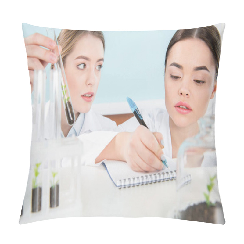 Personality  Female Scientists With Green Plant Pillow Covers