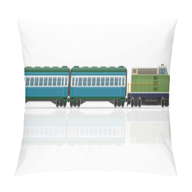 Personality  Railway Train With Locomotive And Wagons Vector Illustration Pillow Covers