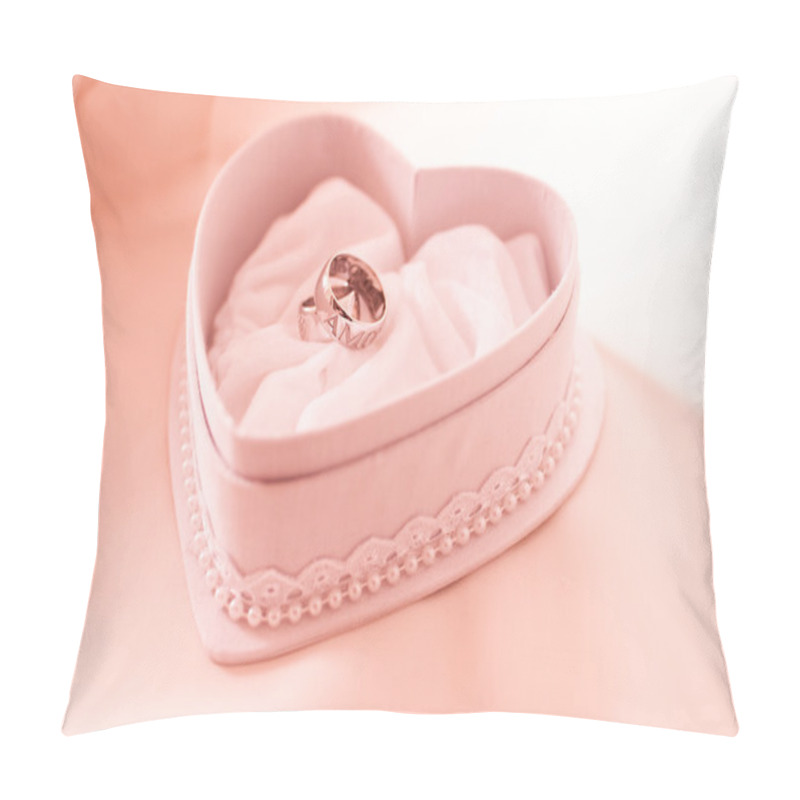 Personality  Two Wedding Ring In The Heart Shaped Box Pillow Covers