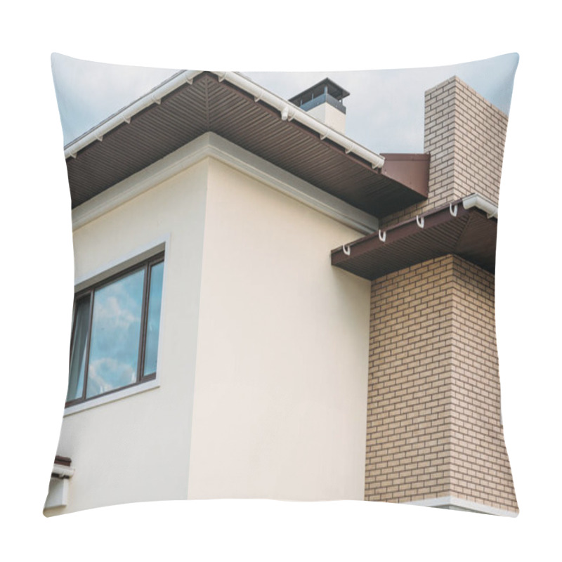 Personality  Partial View Of Newly Constructed Building Under Cloudy Sky Pillow Covers