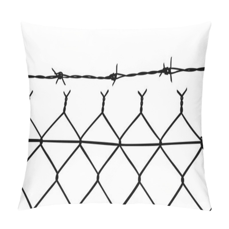 Personality  Vector Of Wired Fence With Barbed Wires On White Background Pillow Covers