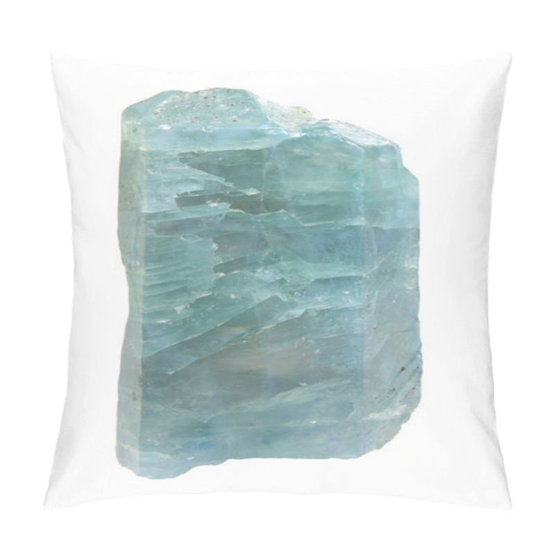 Personality  Apatite Blue Crystal Macro -  Semiprecious Stone Isolated On White Background Pillow Covers