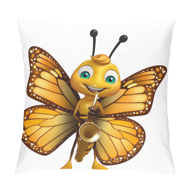 Personality  Butterfly Cartoon Character With Saxophone   Pillow Covers