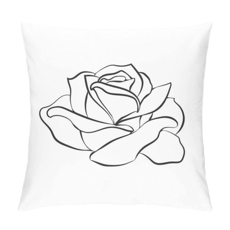 Personality  Rose Sketch On White Background Pillow Covers