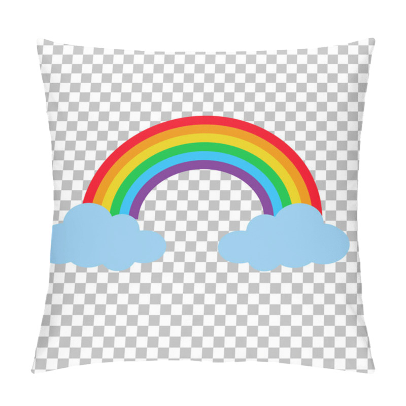 Personality  Rainbow With Clouds Isolated On Transparent Background. Cartoon Rainbow Between Clouds. Set Rainbow With Cloud Symbol. Rainbow Sign.  Pillow Covers