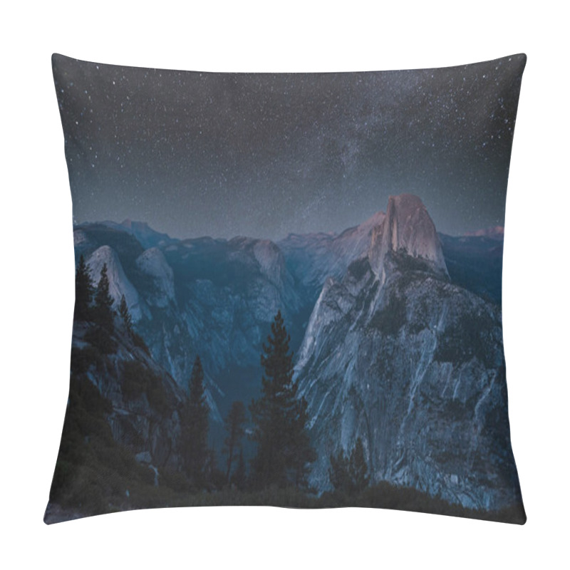 Personality  Scenic Night Sky Above The Famous Half Dome Mountain, Yosemite NP, USA Pillow Covers