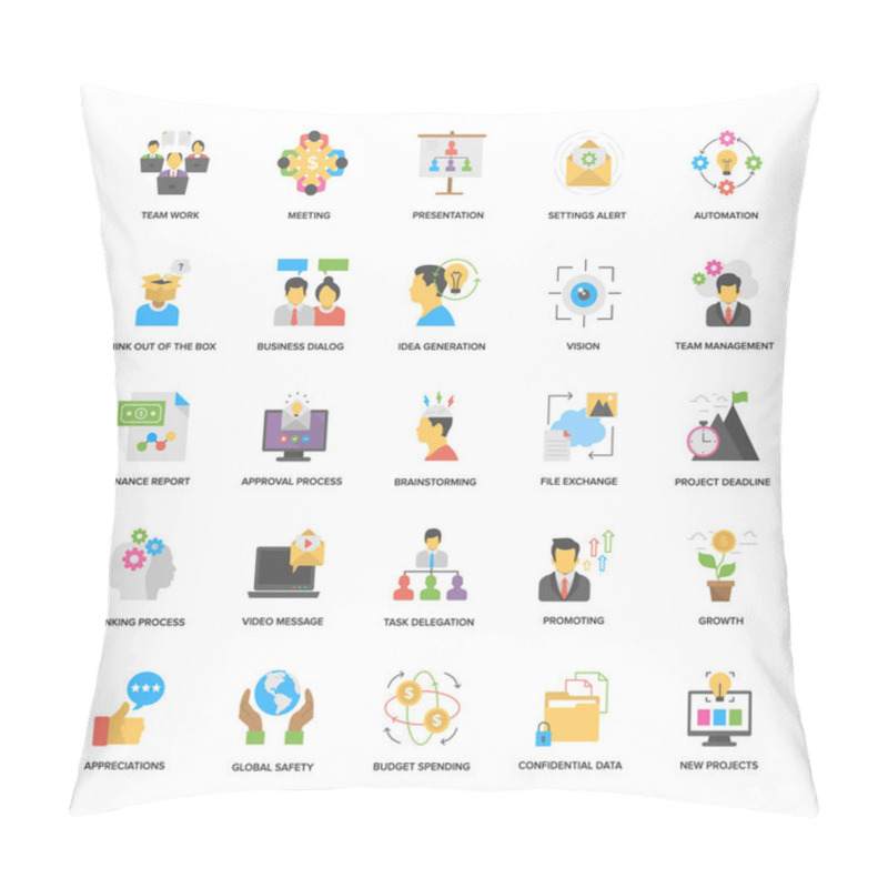 Personality  Project Management Flat Vector Icons Set  Pillow Covers