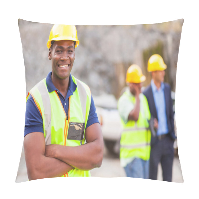 Personality  African Industrial Worker With Arms Folded Pillow Covers