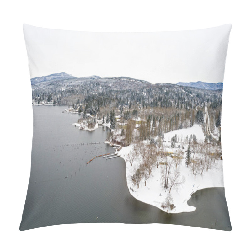 Personality  Lake Whatcom Blodel Donovan Park Aerial Winter Snow View - Bellingham Washington Pillow Covers