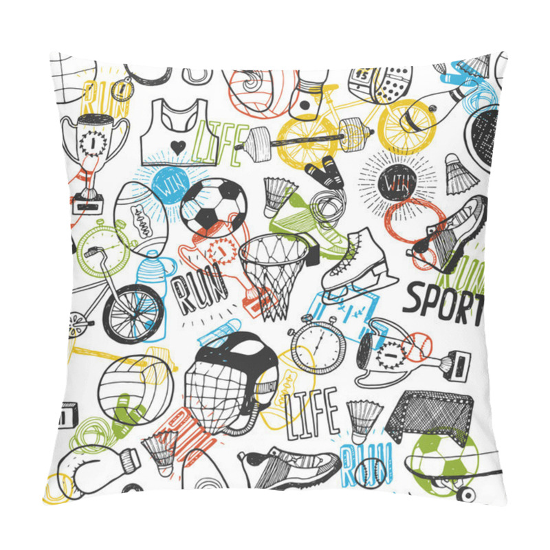 Personality  Hand Drawn Doodle Sport Background Pillow Covers