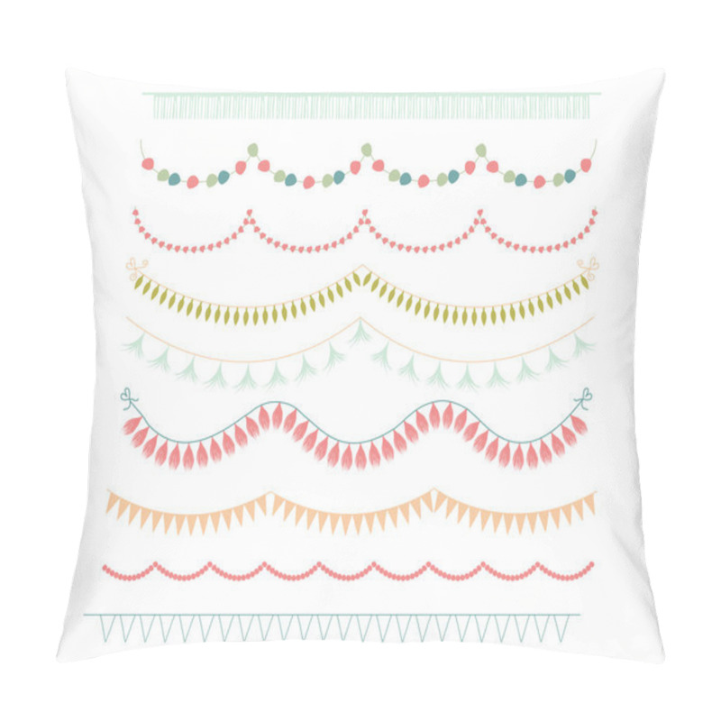 Personality  Garlands And Bunting Flags Clipart On White Background Pillow Covers