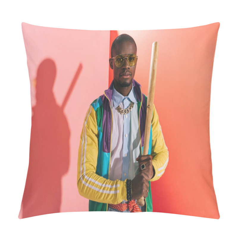 Personality  African American Man With Bat  Pillow Covers