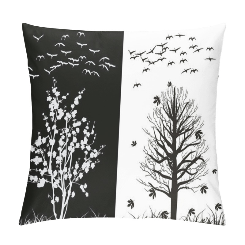 Personality  Swans And Trees Silhouettes Pillow Covers