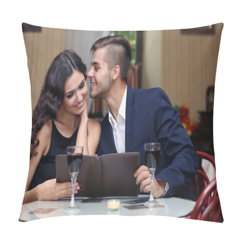 Personality  Couple Flirting At Restaurant  Pillow Covers