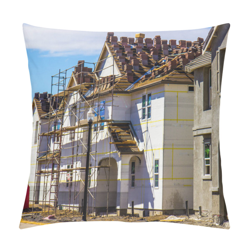 Personality  Row Of New Homes Under Construction Pillow Covers