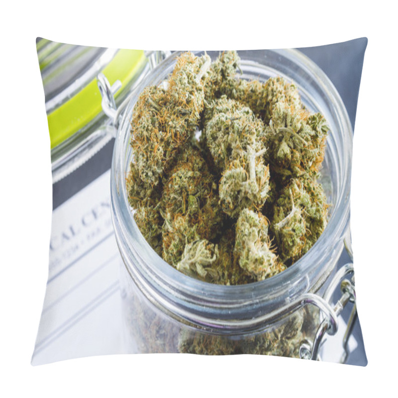 Personality  Medical Marijuana Buds On Black Background Pillow Covers