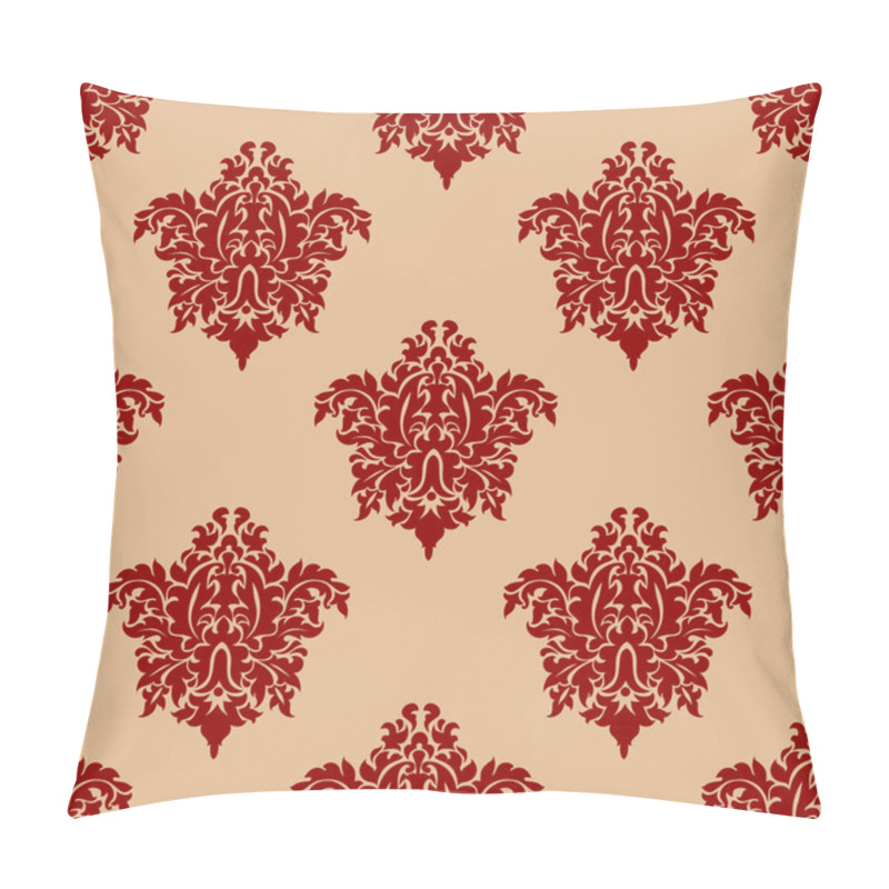 Personality  Ornate Maroon Damask Style Seamless Pattern Pillow Covers