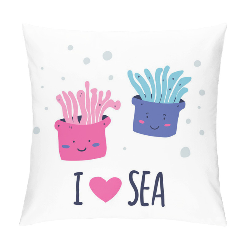 Personality  Cute Doodle Sea Creatures I Love Sea Lettering Pillow Covers