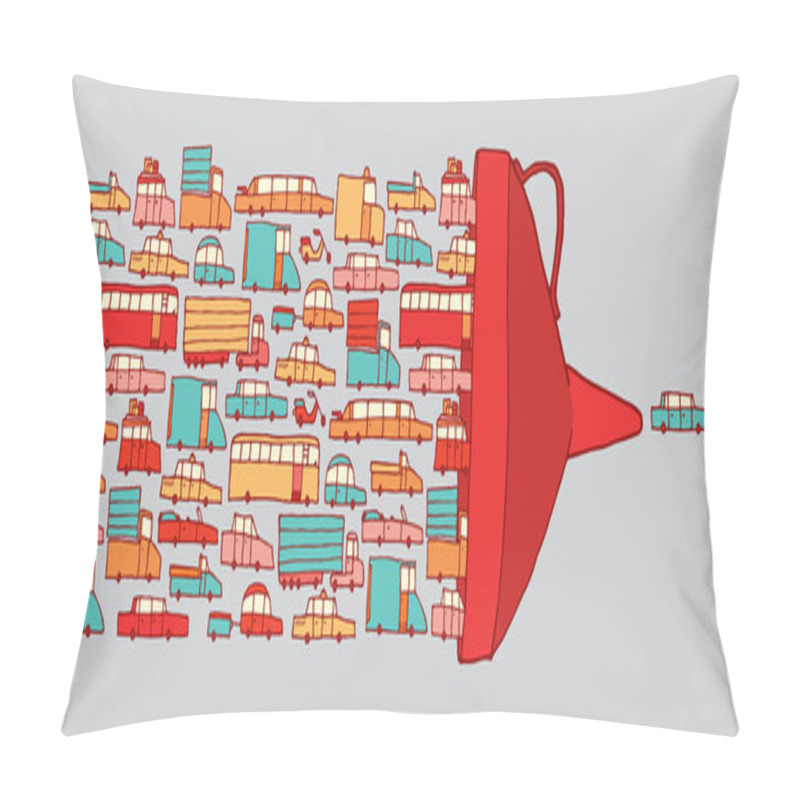 Personality  Cars In Traffic Jam Entering A Giant Funnel Pillow Covers