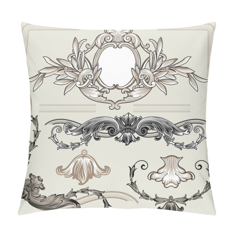 Personality  Set Of Classic Floral Decoration Elements Pillow Covers