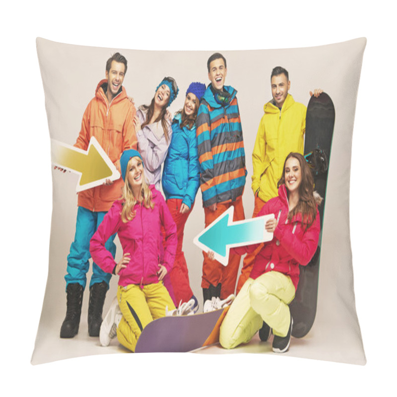 Personality  Laughing Snowboarders Having Great Time Pillow Covers