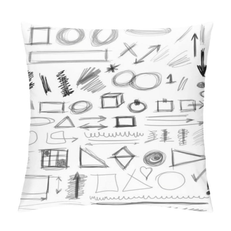 Personality  Set Hand Drawn Shapes, Line, Circle, Square, Triangle Pillow Covers