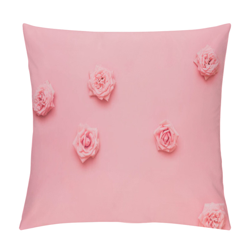 Personality    Pink Roses Head On Pastel Background  Pillow Covers