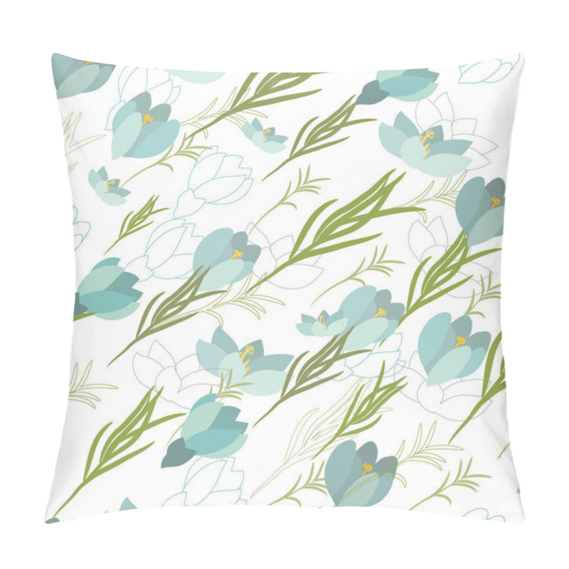 Personality  Seamless Vector Floral Pattern With Crocus Flowers Pillow Covers