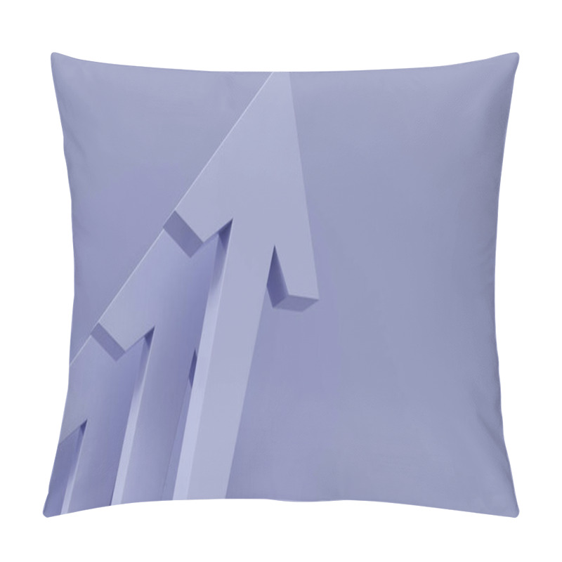 Personality  Achieving Success: Purple Arrows Signify Profitable Growth With Copy Space, 3D Render Pillow Covers