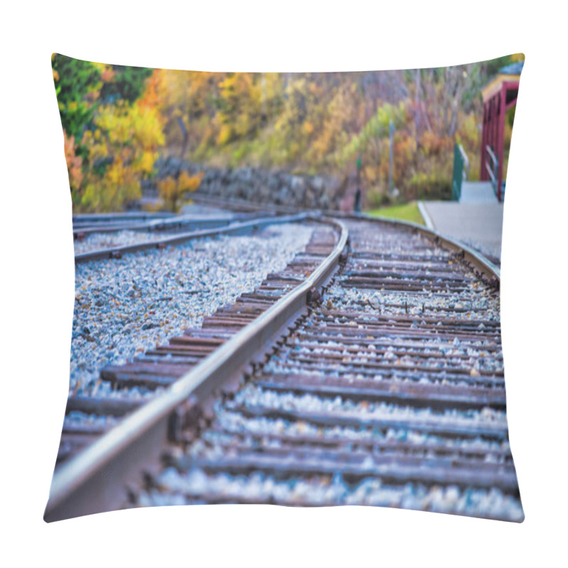 Personality  Closeup Of Railway Across Beautiful Foliage Landscape. Pillow Covers