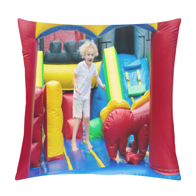 Personality  Child Jumping On Playground Trampoline. Kids Jump. Pillow Covers