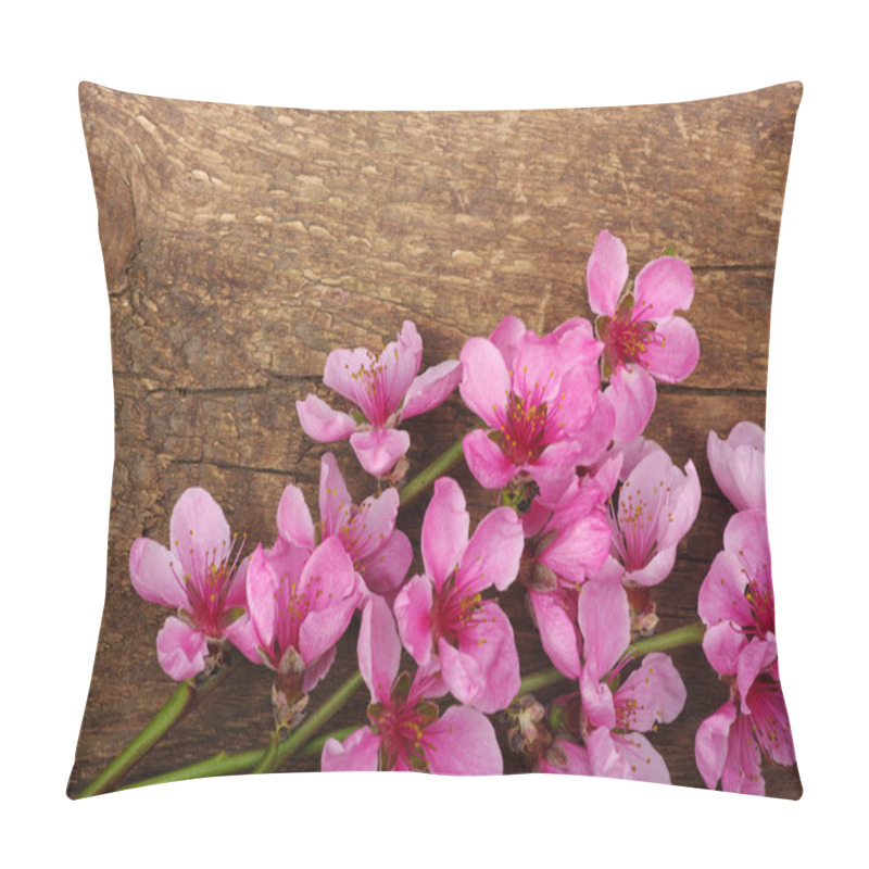 Personality  Branch With Pink Blossoms Isolated On White Pillow Covers