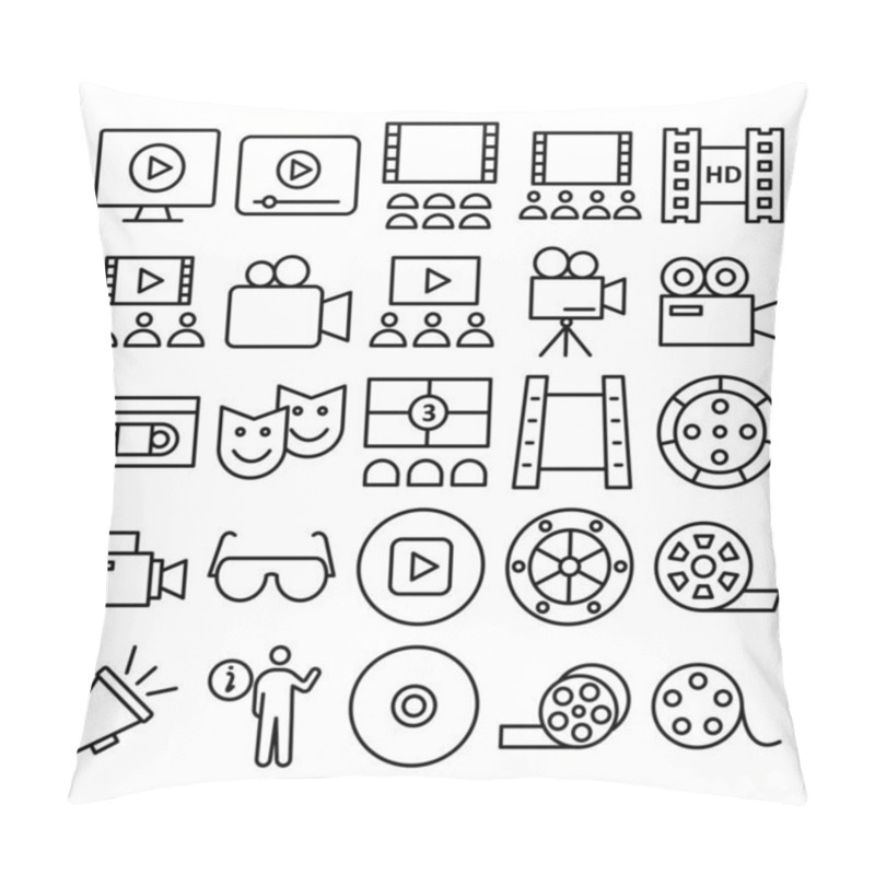 Personality  Cinema Vector Icons Set That Can Be Easily Modified Or Edit Pillow Covers