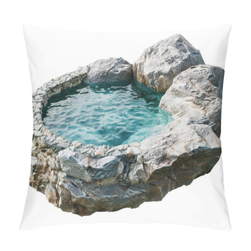 Personality  A Serene Hot Tub Surrounded By Natural Stone, Featuring Crystal-clear Water And Gentle Ripples. Pillow Covers