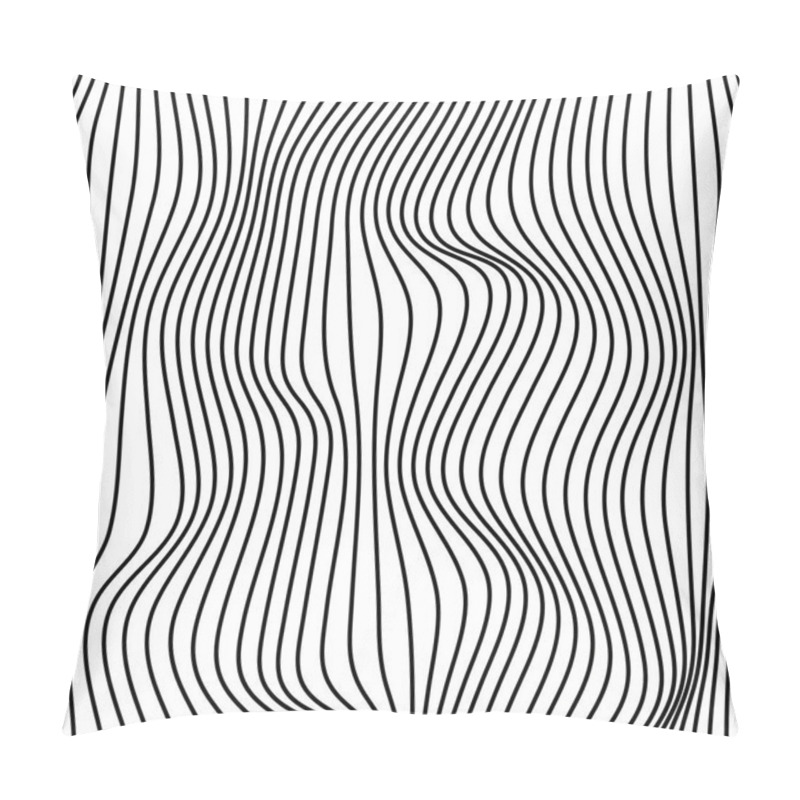 Personality  Abstract Wavy Stripes Pattern. Beautiful Geometric Wave Texture. Fashion Black And White Wave Design. Pillow Covers