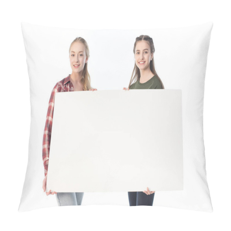 Personality  Teenage Girls With Banner Pillow Covers