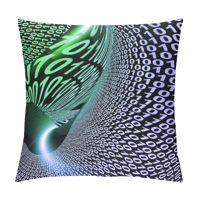 Personality  Abstract Binary Code Background Showing Technology And Data Pillow Covers