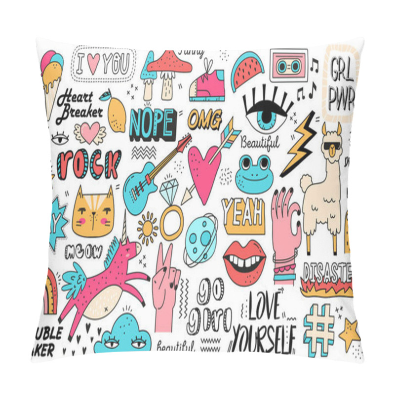 Personality  Very Large Set Of Doodle Icons On Assorted Topics Pillow Covers