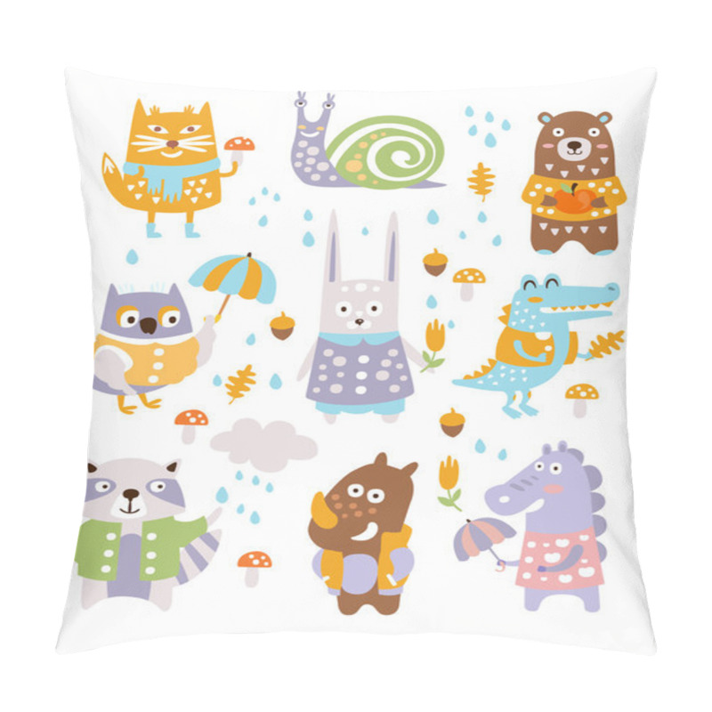 Personality  Animal Woodland Autumn Vector Set Pillow Covers