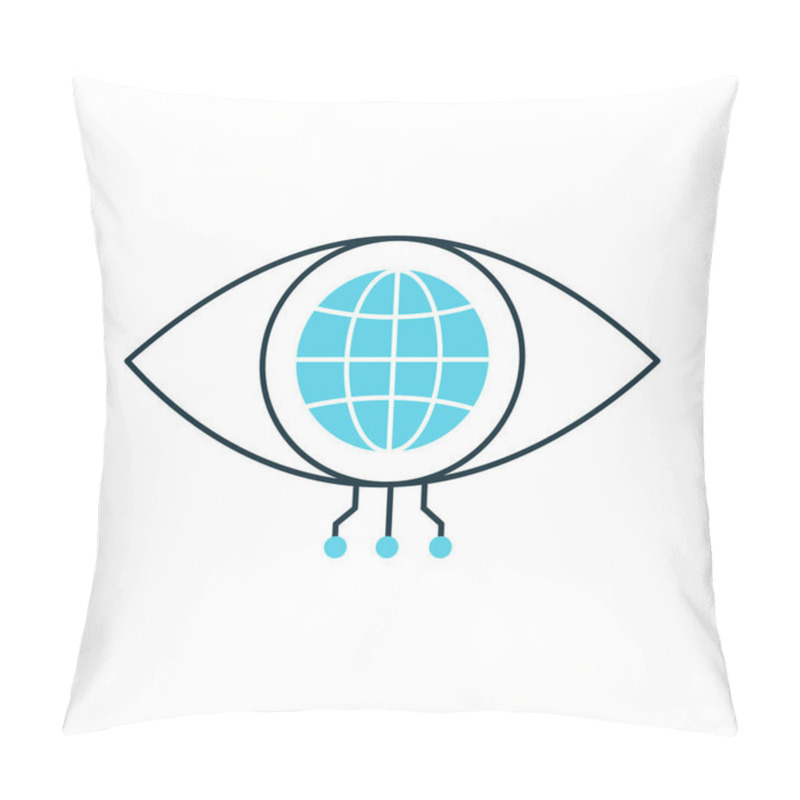 Personality  Global AI Eye For Visual Recognition Systems Vector ICon Design, Global Technology, Neural Networks Pillow Covers