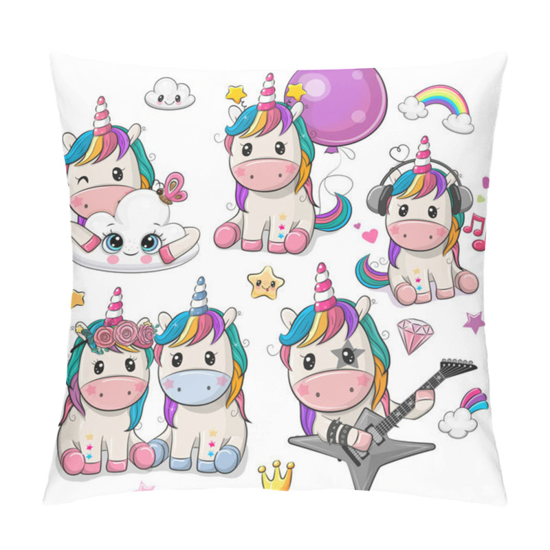 Personality  Cute Cartoon Unicorns Isolated On A White Background Pillow Covers