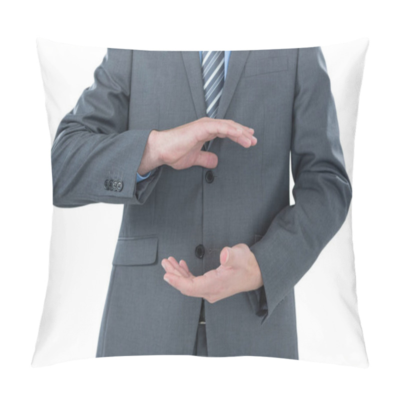 Personality  Mid Section Of Businessman Pretending To Hold An Object Pillow Covers