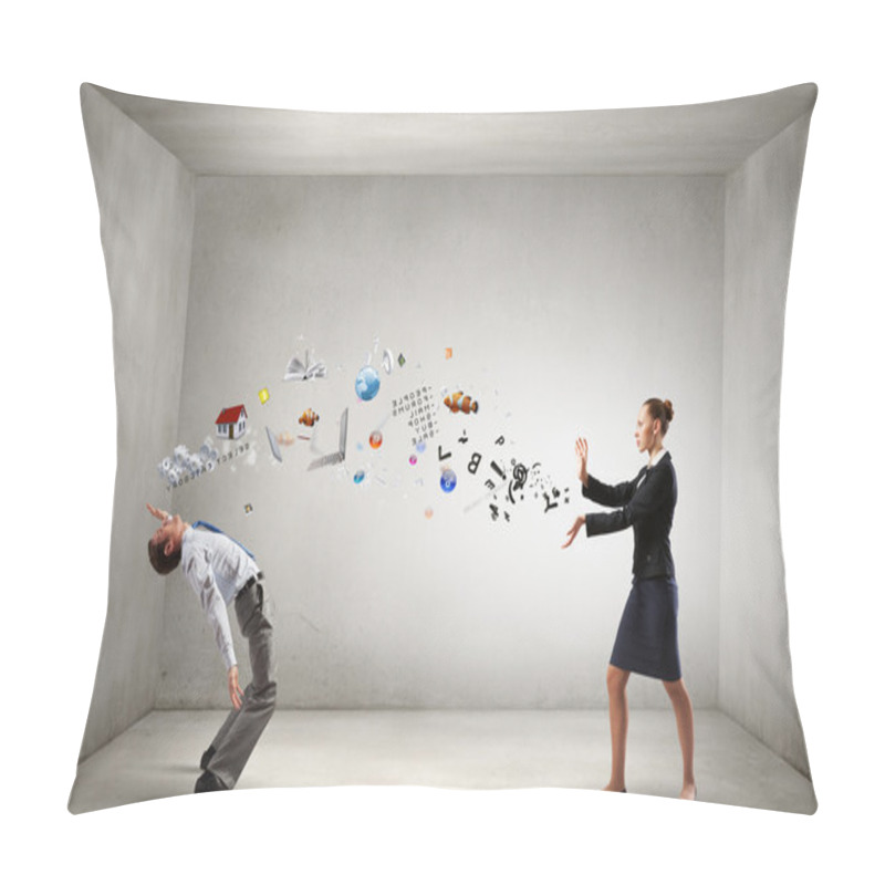 Personality  Two Business People Fighting With Each Other Pillow Covers