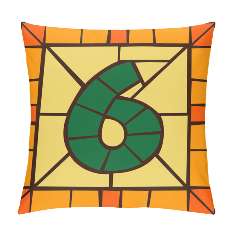 Personality  6 - Mosaic Numbers, Stained Glass Window Pillow Covers