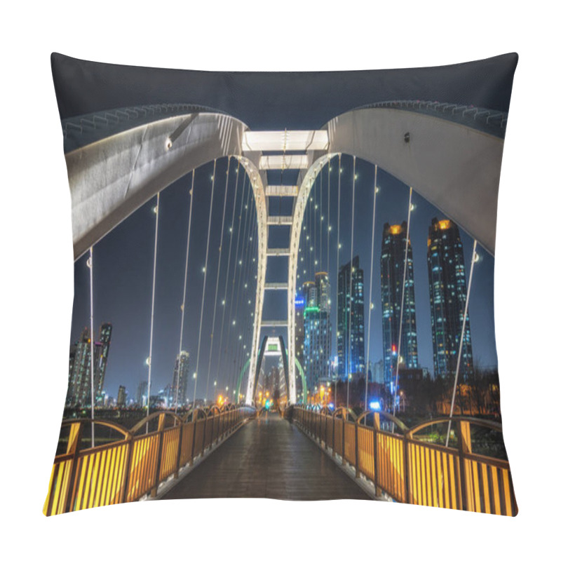 Personality  Taehwa Bridge Taken At Night. Taehwa Bridge Is Located In Taehwagang River Grand Park In Ulsan, South Korea. Pillow Covers