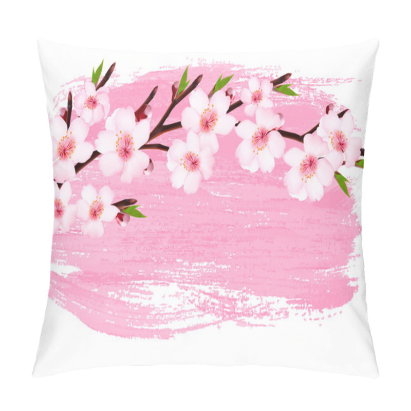 Personality  Pink Paint Sakura Branch Banner. Vector.  Pillow Covers