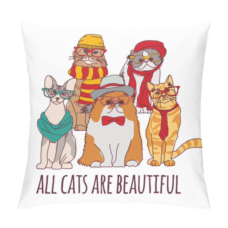 Personality  Group Fashion Hipster Cats Pillow Covers