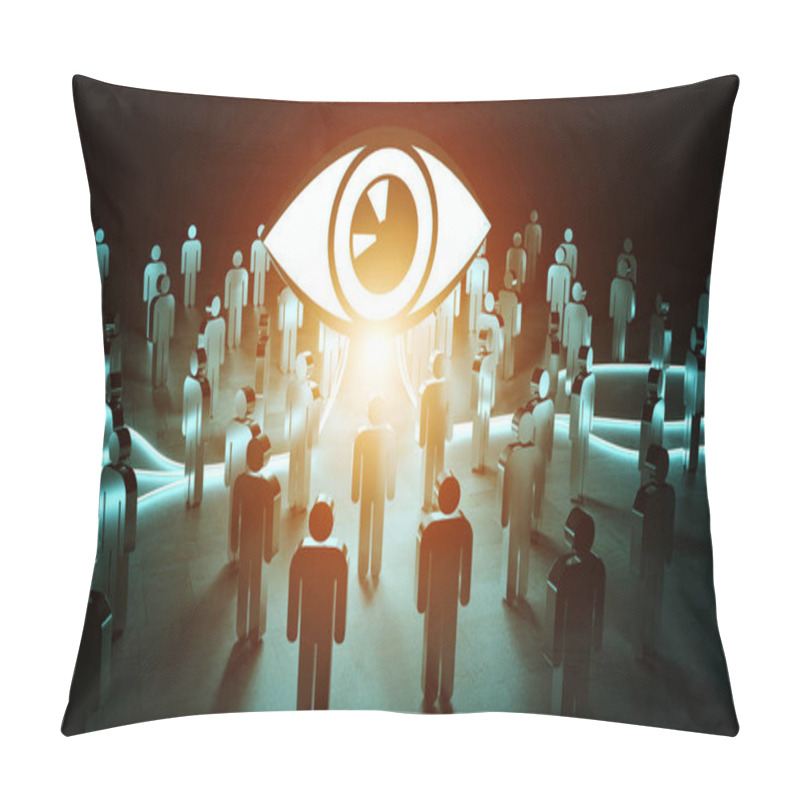 Personality  Big Eye Watching A Group Of People 3D Rendering Pillow Covers